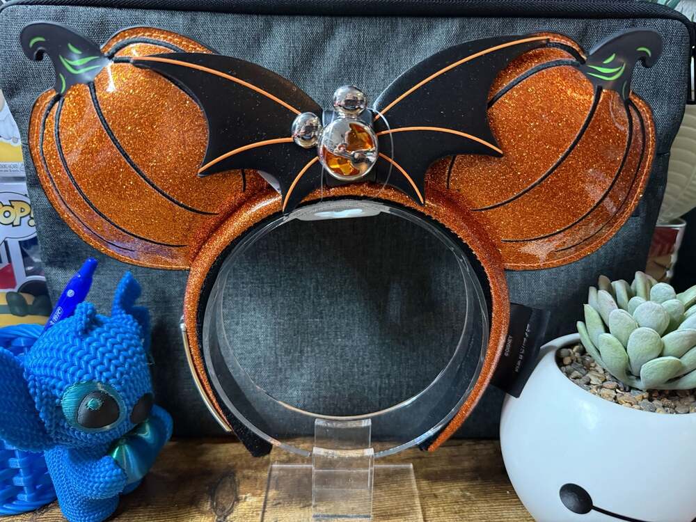 Disney Parks Halloween Shimmer Pumpkin Vacation Club Minnie Ears Headband